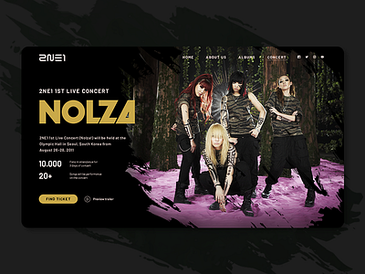 2ne1's concert - NOLZA 2ne1 black concert creative design music profile ui ux vietnam website