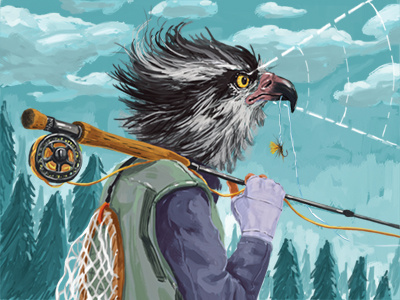 Sight Fishing Dude digital painting fly fishing fly fishing art illustration osprey