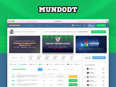 Fantasy league Dashboard app design fantasy football league product soccer ui ux website