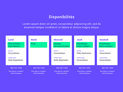 Availability map calendar doctor schedule ui ux