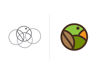 Bird + Coffee bean bean bird cafe coffee design drink logo natural playful process simple