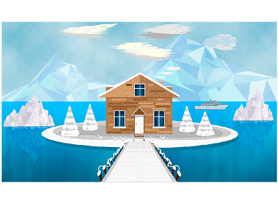 home for us bridge graphic home house mountain sea skay the iceberg winter