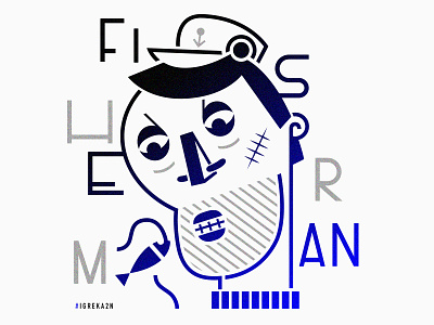 Fisherman character figure fisherman font fontbyme fontlover igreka2n illustration illustrator portrait typo vecteur