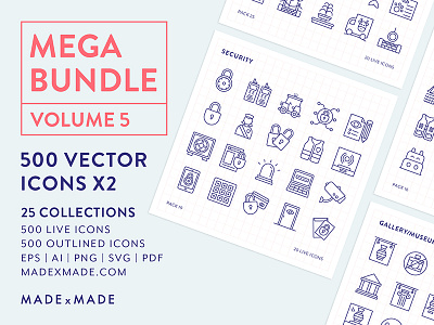 Made By Made | Line Icons – Mega Bundle Volume 5 bundle icons illustrations infographics line icons mega security symbols trade ui ux vector