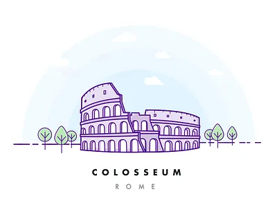 Colosseum art building city coliseum colosseum flat history illustration italy outline rome sky