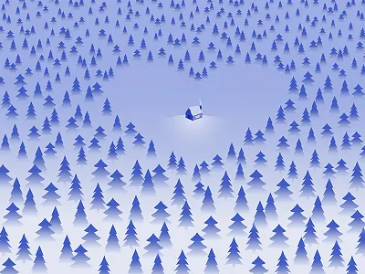 Cabin Love 12 sets of 12 cabin heart snow woods