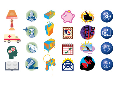 Many More Icons ambulance bank footprint games gear graphic design graphics icons illustration information logo piggy tiki ui design ux vector