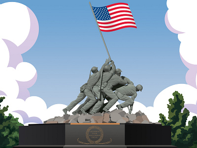 Iwo Jima Illustration america craig flag illustration iwo jima military motion graphics soldiers steven united states vector verterans veterans