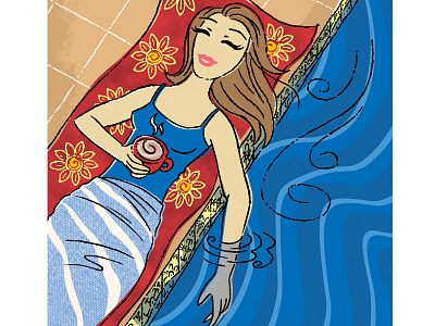 Hills Bros Pool Lady Illustration beach towel coffee distressed graphic design hills bros illustration lady markers pool relax spa swimming towel