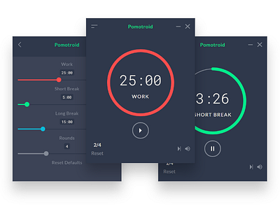 Pomotroid Screens app pomodoro timer