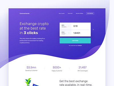 Convert a Coin banner bitcoin crypto design header homepage illustration ui ux we website