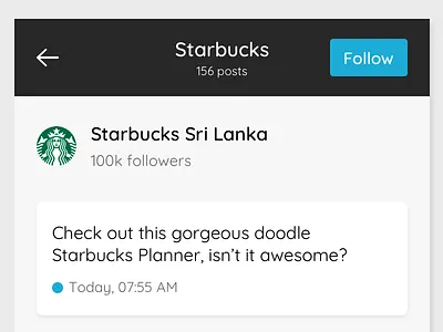 Post UI, with a follow button design follow sketch ui