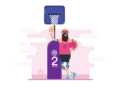 2 Dribble Invitation away character dribbble dribble give illustration invitation invite player vector