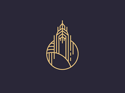 Real estate logo city domek elegant gold line logo luxurious luxurious building marzec new york real estate skyscraper