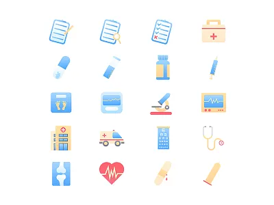 Icons for Health Project ambulance band aid condom electronic scale health hospital icon icons medical microscope x ray