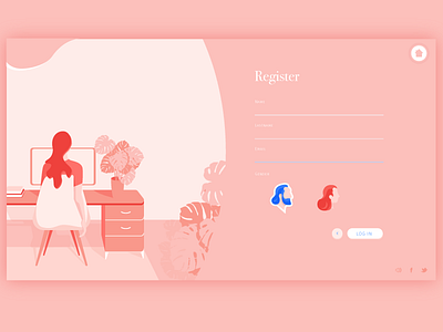 Fertility awareness form office pink profile register shot ui ux woman