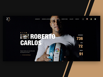 RC3 clean football football player homepage minimal promo sport stats ui ux web design