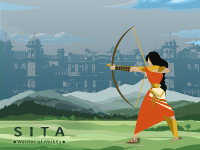 Sita - Illustration 2018 best illustration graphic design illustration minimal modern mythology sita warrior