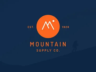Mountain blue logo mountain orange outdoors retro supply co