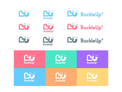 BuckleUp logo variations app branding color dating logo