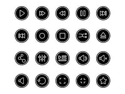 Dailyicon day 07 challenge - Create a set of media player icons dailyicon icons illustration illustrator media play player record vectors video volume