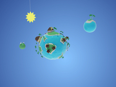 Island Planet 3d blender day island low poly planet small planet tropics