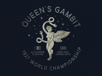 Queen's Gambit badge chess gambit queen stars texture vector