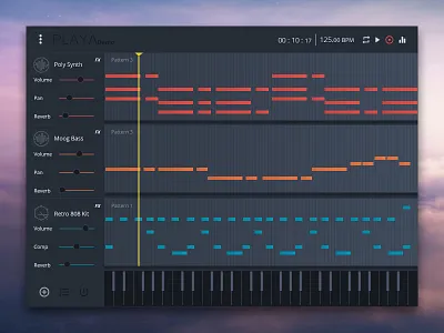 Playa By Atlas.Synthetics dark ui daw midi app ui design