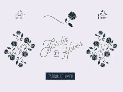 Made In The D branding detroit fashion garden illustration lettering roses script texture winter