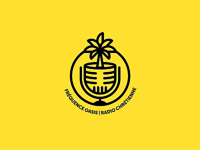 Fréquence Oasis christian design french frequency line art line logo logo microphone oasis radio reunion island talk show
