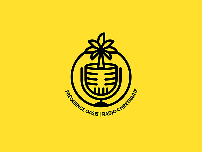 Fréquence Oasis christian design french frequency line art line logo logo microphone oasis radio reunion island talk show