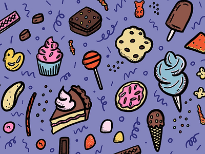 Junk Food doodle food illustration ipad pro pattern procreate vector