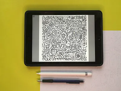 Sport Poster design doodle illustration ipad lettering poster sport vector