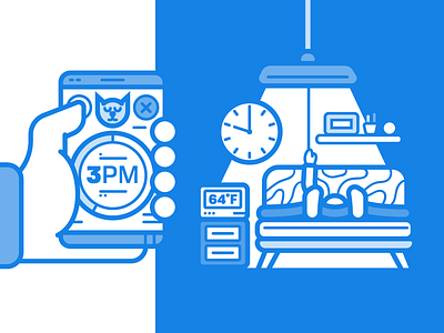 Style Test alarm bed cat clock hand holding phone line art nap phone sleep sleeping timer
