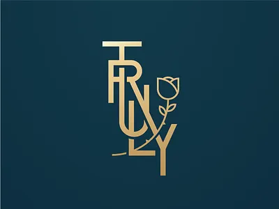 Truly Rose gold lettering monogram rose