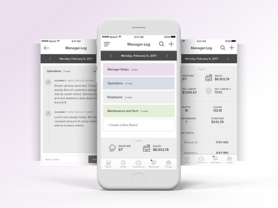 Manager log wireframes agency concepts design greys iphone log manager studio team ui ux wireframes