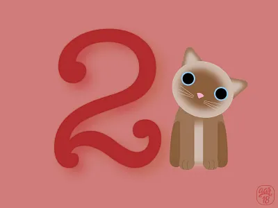Number Cat - 2 cat illustrator numbers numerology red siamese cat two