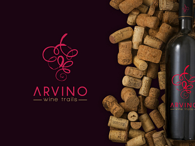 Arvino abstract corporate creative glass stain grapes logo wine winery