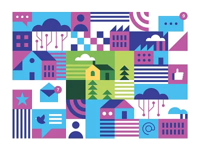 Delta Sky - Digital Detox detox digital editorial geometric house illustration magazine mail mobile vector