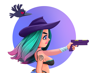 Cow Girl character design. mobile game crow drawing game character hidden object game illustration sketch spine animation