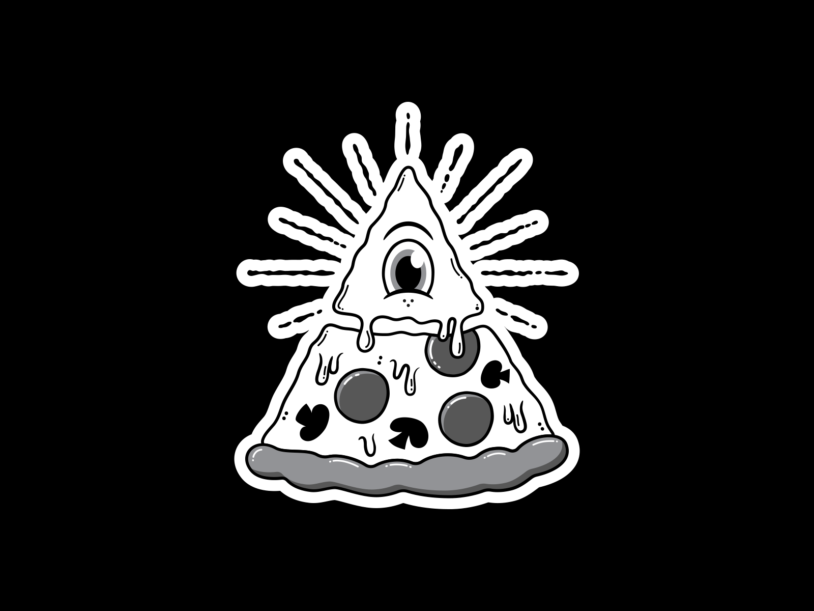 In Junk We Trust illustration pizza sticker stickermule
