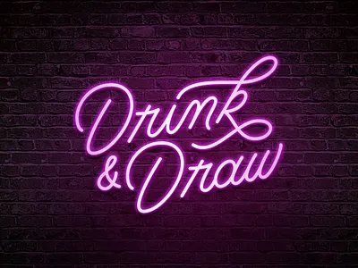 Drink & Draw calligraphy drink and draw hand lettering la lettering los angeles monoline neon sign