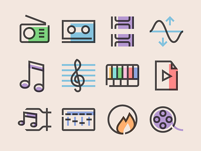 Glyph Multimedia Icons free freebie glyph icon icons multimedia svg vector video 向量 图标