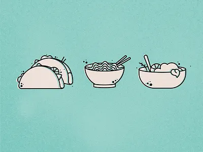 Food Icons badge food food icons icon illustration monoline noodles salad tacos
