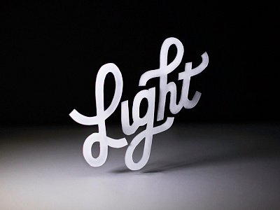 Light 3d black and white custom hand drawn type letter lettering light photography script typography