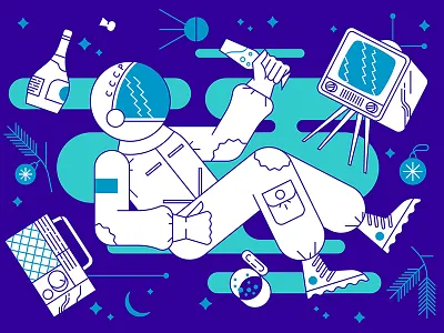 Spaceman astronaut cosmonaut cosmos illustration new year outer space radio space spaceman spacesuit stars tv