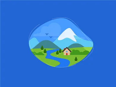 The Hills birds clouds hills mountain river trees