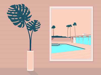 Pool Photo art california design flat illustration interior design palm plant pool ripple summer vector