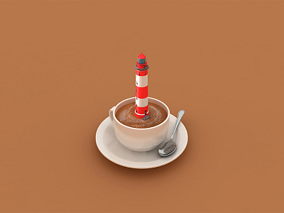 light from the lighthouse, shine on me. 3dmodel 3dsmax cinema4d coffee design designcanada designer lighthouse