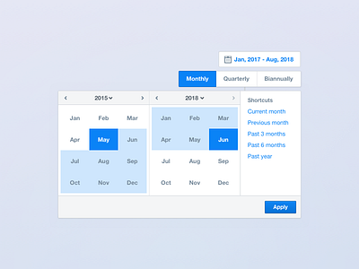 Date Range Picker calendar date range dropdown menu ui